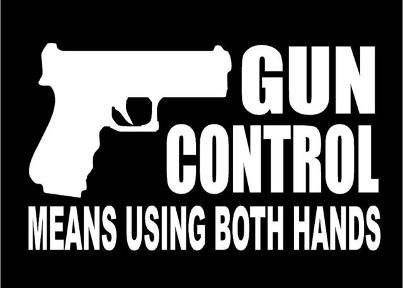 Gun control means using both hands decal